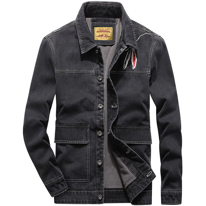 Men's denim jacket with patch pockets and worn effects Mune Fashion