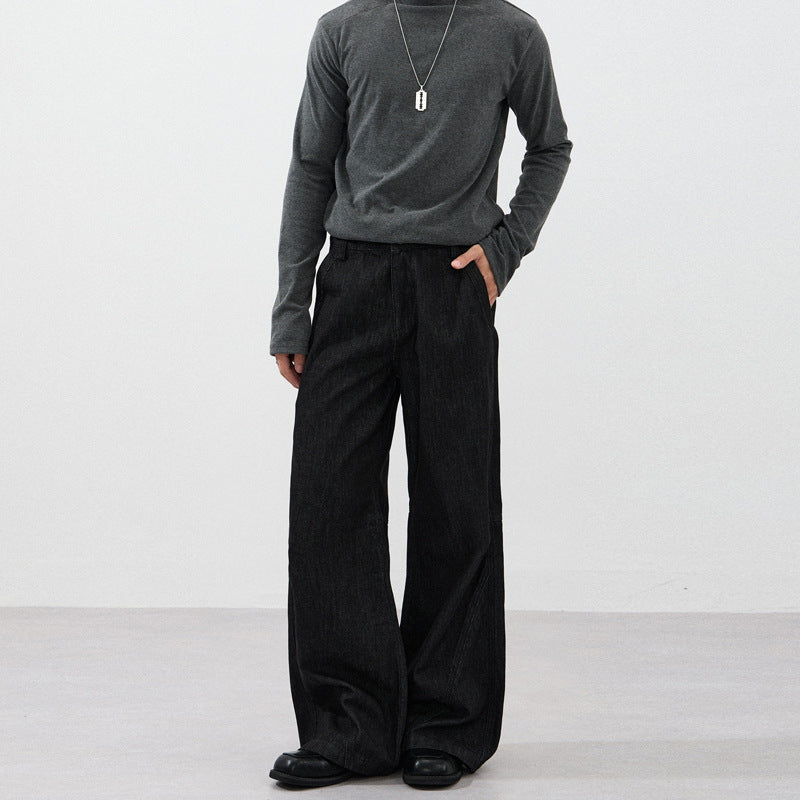 Men's Marlene denim pants in extra-wide palazzo cut with floor-length leg Mune Fashion