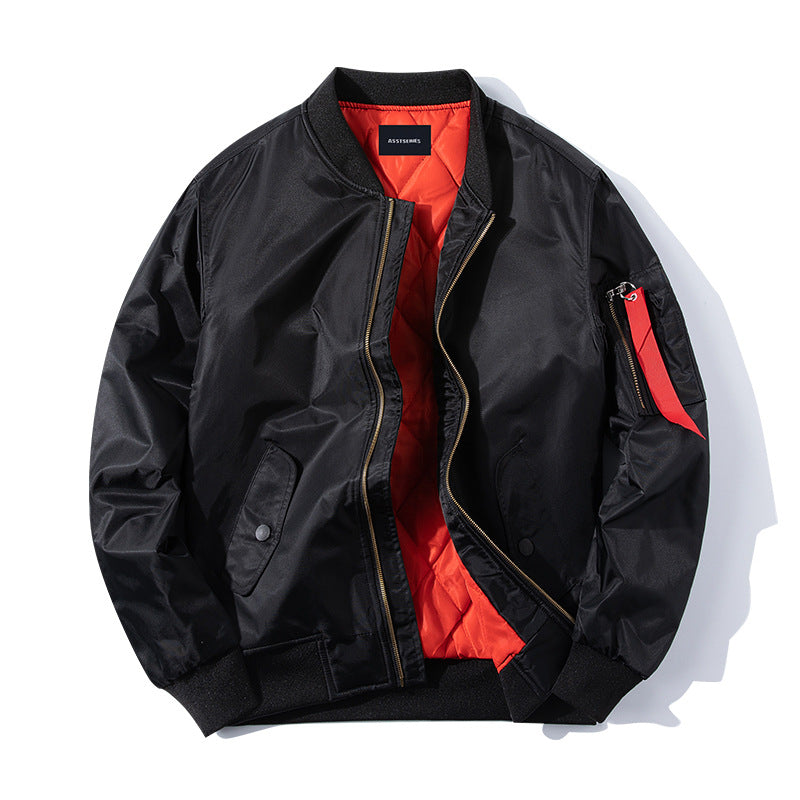 Men's  pilot-style insulated zip-front bomber with quilted lining sleeve utility pocket and snap waist pockets Mune Fashion