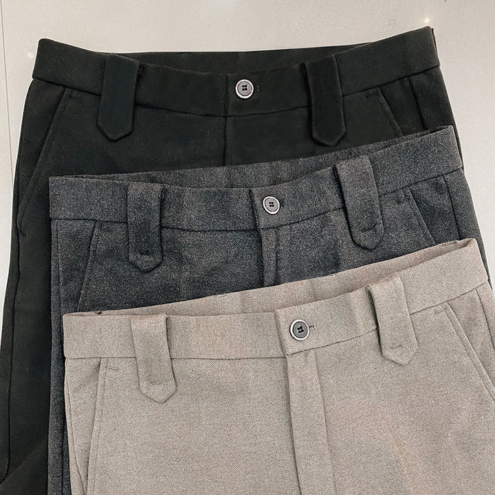 Men's tailored suit trousers made of stretch wool blend with crease Mune Fashion