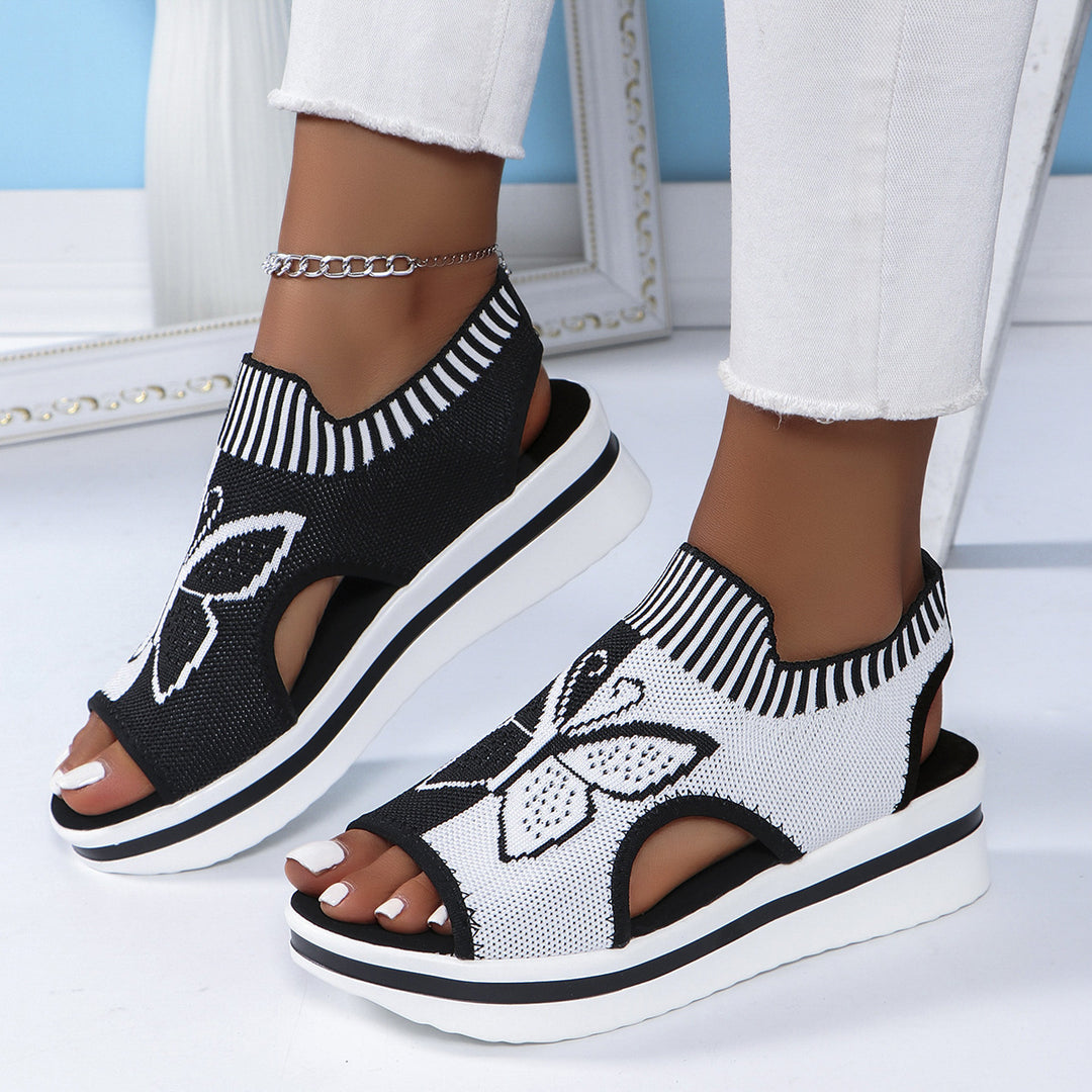 Women's knitted wedges with platform sole and butterfly motif Mune Fashion