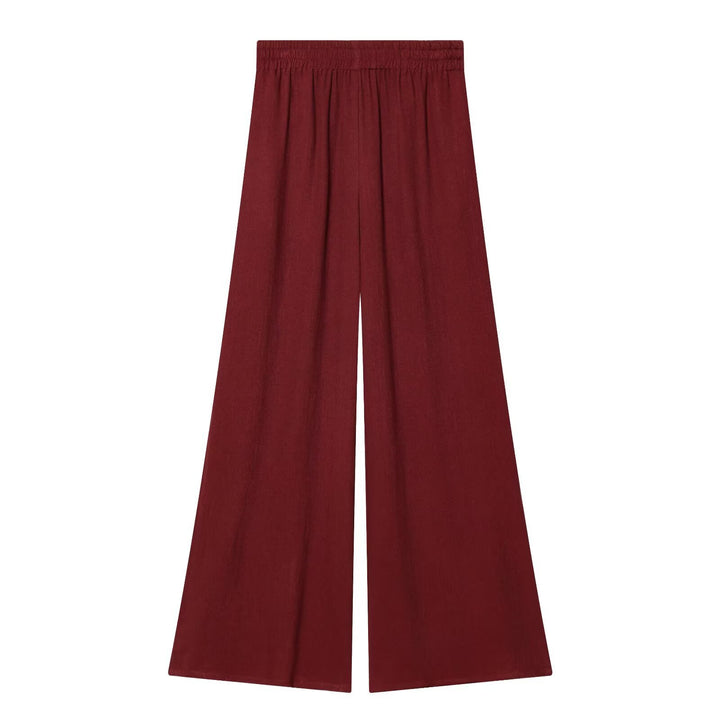 Women Extra Wide Linen Look Trousers with High Elastic Waistband and Palazzo Cut Mune Fashion