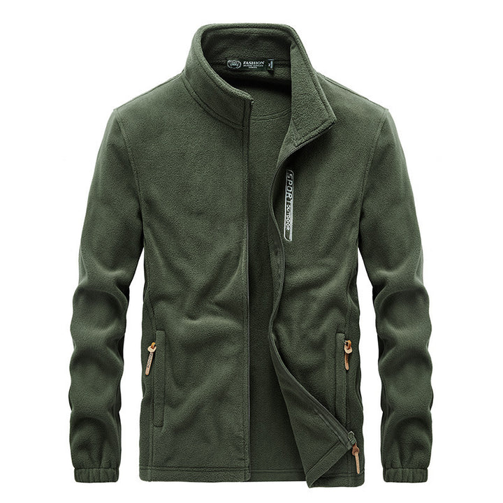 Men's Microfleece Outdoor Jacket with Stand-up Collar, Zipper and Zip Pockets Mune Fashion