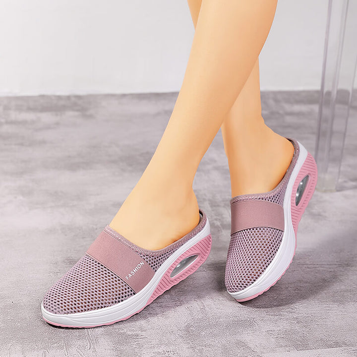 Women's lightweight mesh mule with visible air chamber midsole and elastic comfort strap Mune Fashion