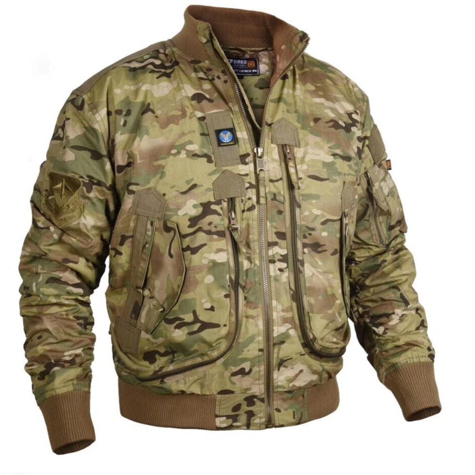 Men's pilot bomber jacket in utility style with multiple pockets, arm pocket and ribbed hem Mune Fashion