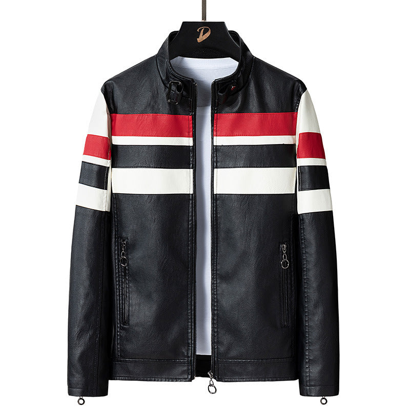 Men's sporty leather jacket in biker style Mune Fashion
