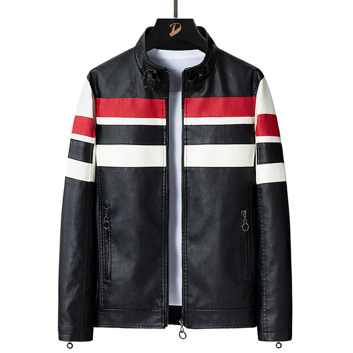 Men's sporty leather jacket in biker style Mune Fashion