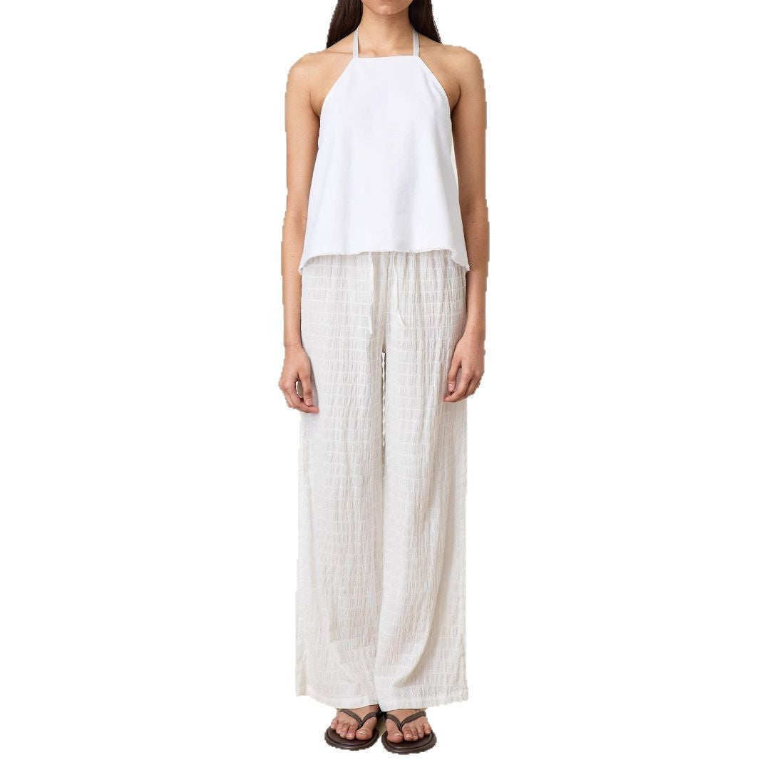 Women's Lightweight Palazzo Lounge Pants made of Crinkle Gauze with High Comfort Waist Mune Fashion
