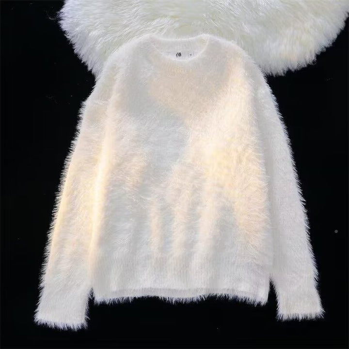 Women Soft Chunky Knit Sweater with Round Neckline Mune Fashion