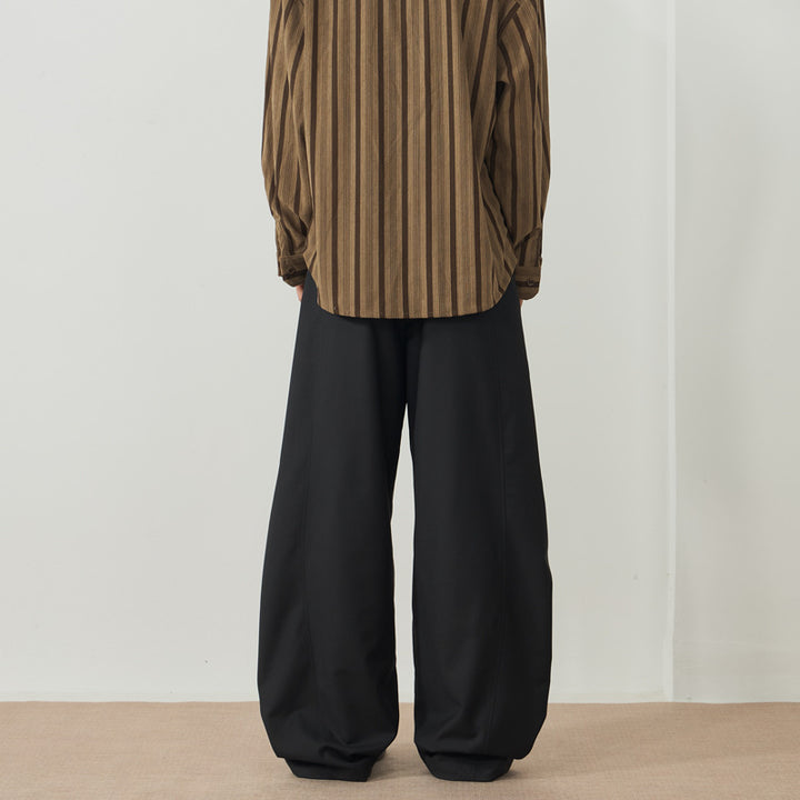 Men's Floor-Length Oversized Twill Pants with Extra Wide Leg and Clean Minimal Design Mune Fashion