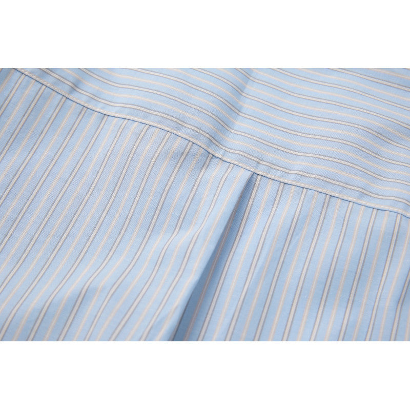 Men's Wide Cut Poplin Shirt with Stripes and Chest Pocket Mune Fashion