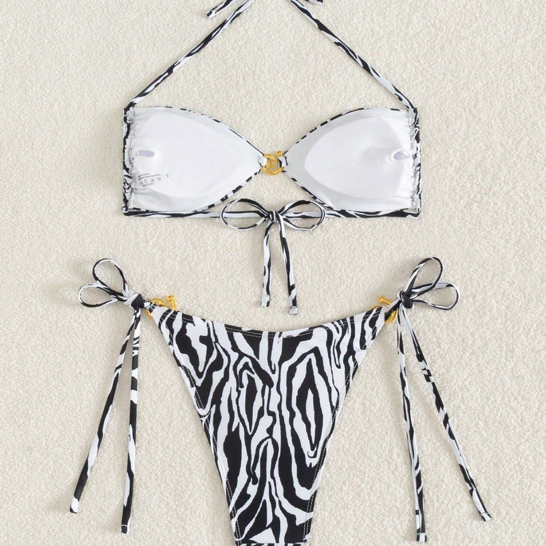 Women's triangle bikini with floral design and adjustable straps Mune Fashion