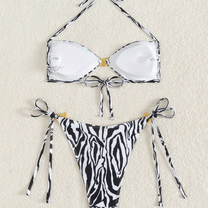 Women's triangle bikini with floral design and adjustable straps Mune Fashion