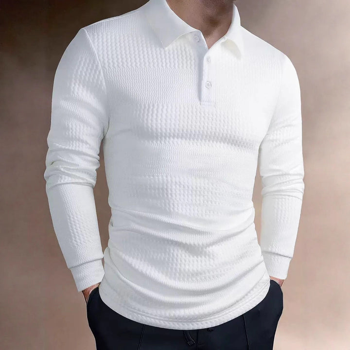 Men's tailored waffle knit polo shirt with classic polo collar Mune Fashion
