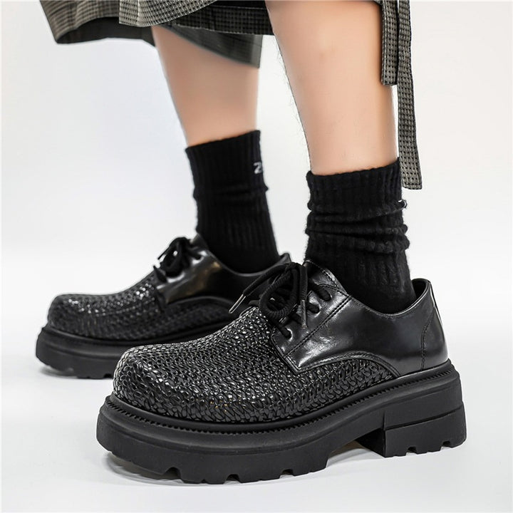 Women's woven platform derby shoes with a sturdy outsole, breathable woven upper and padded comfort insole Mune Fashion