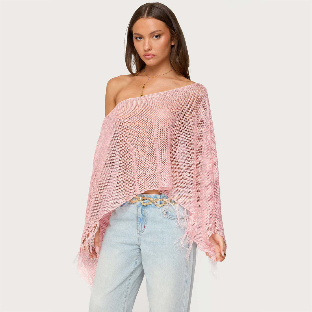Women's stylish poncho with fringes Mune Fashion