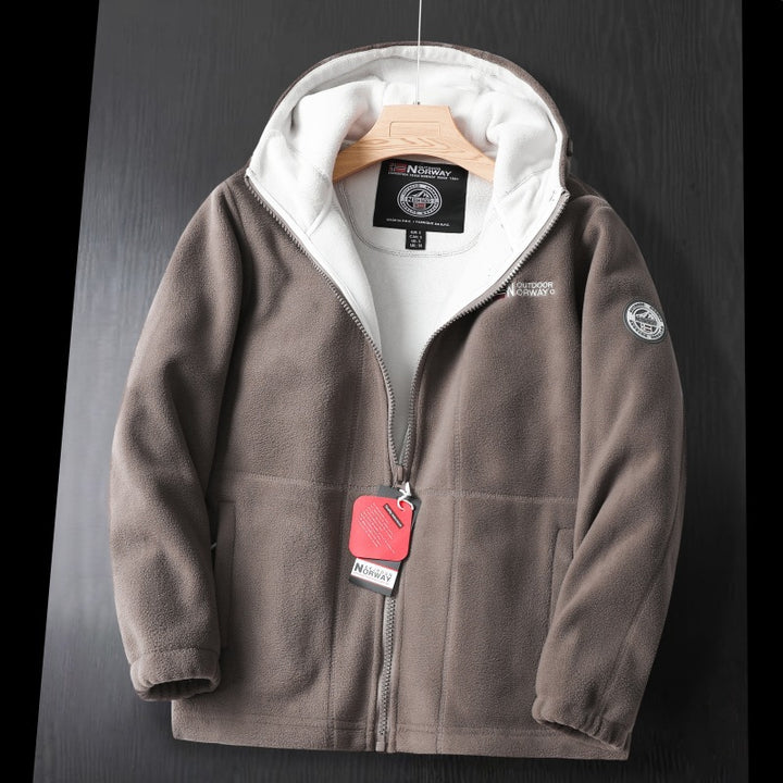 Women's Hooded Fleece Jacket in Outdoor Look with Double Layer Microfleece Lining, Zipper and Elastic Cuffs Mune Fashion