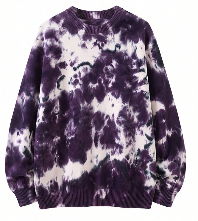 Men's Oversized Batik Sweater with Crew Neck and Ribbed Cuffs Mune Fashion
