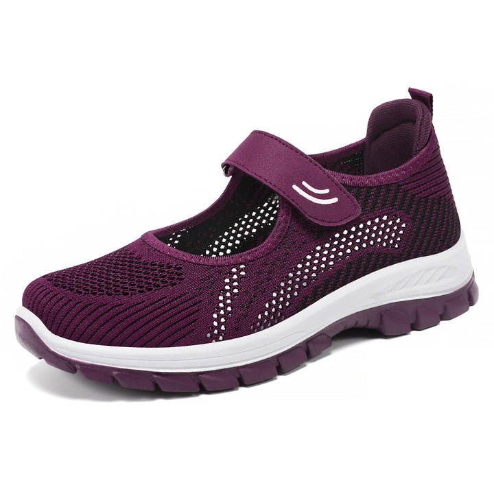 Women nan breathable knit Mary Jane sneakers with Velcro closure, perforated upper material and shock-absorbing EVA midsole Mune Fashion