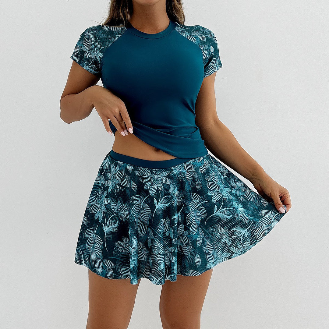 Women's Sporty Swim Set with Fashionable Ruffle Shorts Mune Fashion