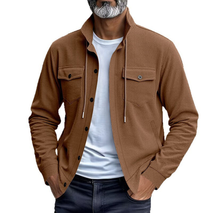 Men's corduroy overshirt jacket with patch chest pockets, structured ribbed quality and continuous button placket Mune Fashion