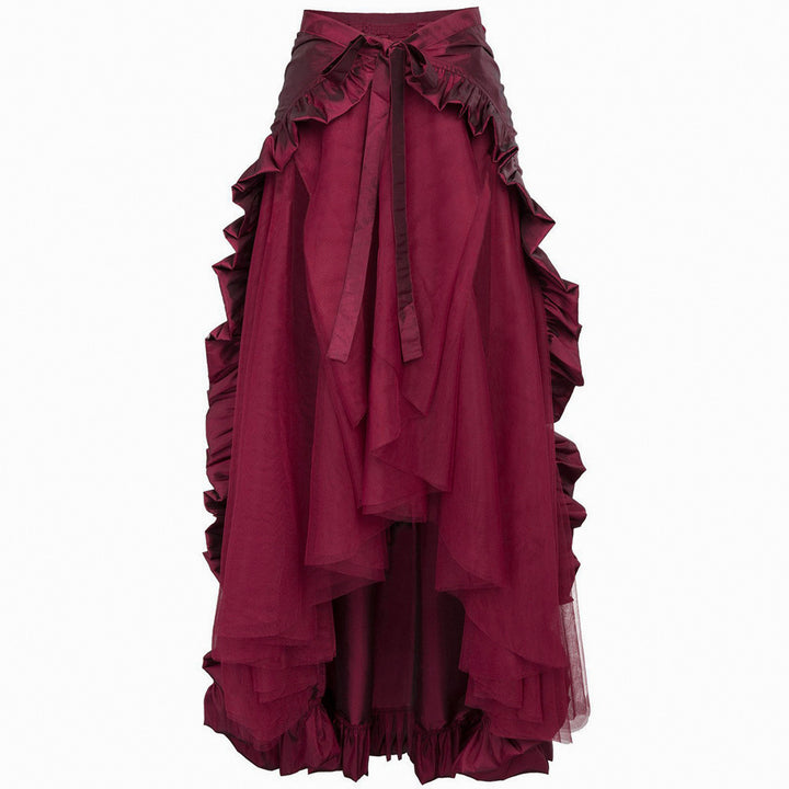 Ladies nan maxi skirt with layered ruffles, asymmetrical flounce and belted tie Mune Fashion