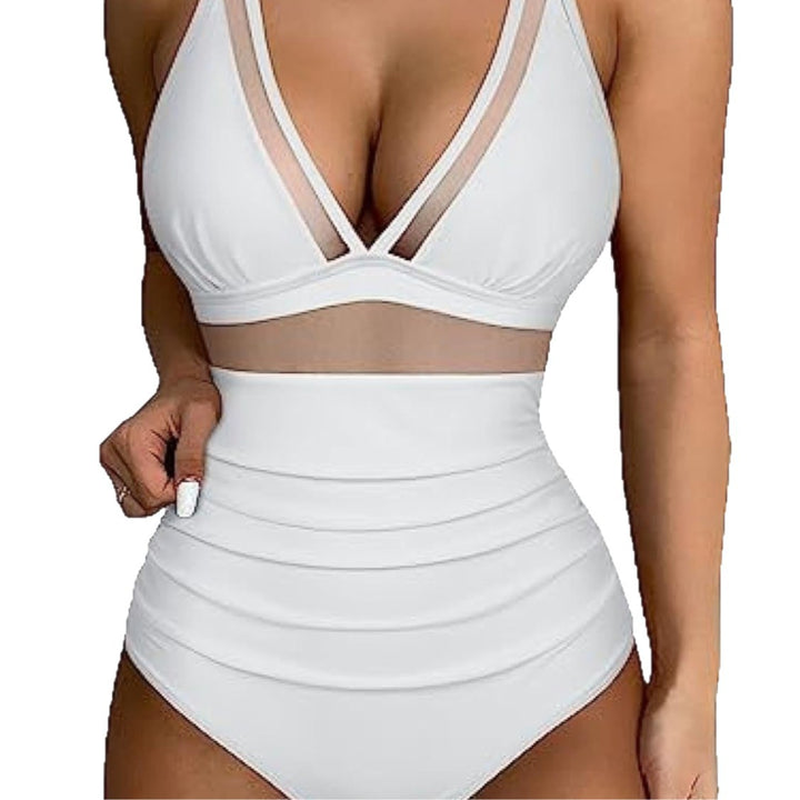 Ladies High-Waisted Swimsuit with Transparent Inserts Mune Fashion