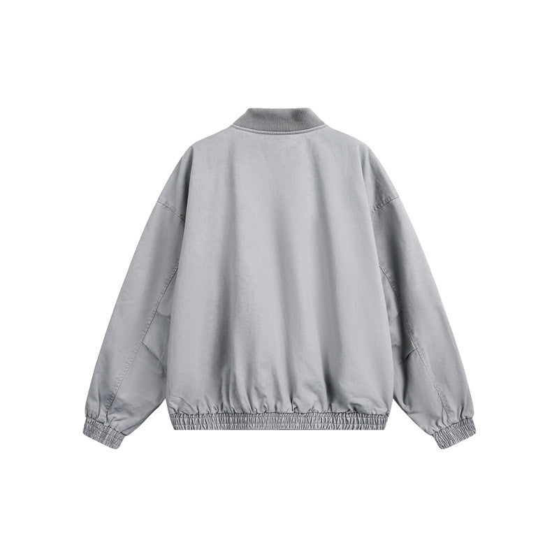 Unisex short-cut boxy bomber jacket made of cotton blend with zipper and elastic hem Mune Fashion
