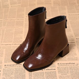 Women Elegant Ankle Boots with Block Heel Mune Fashion