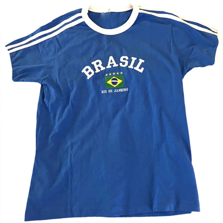 Women's short cotton crop shirt with round neck and Brazil print Mune Fashion