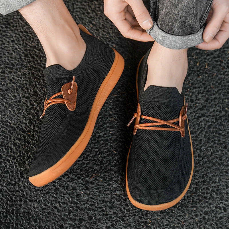 Men's breathable knit slip-on sneakers with elastic entry and cushioned lightweight sole Mune Fashion