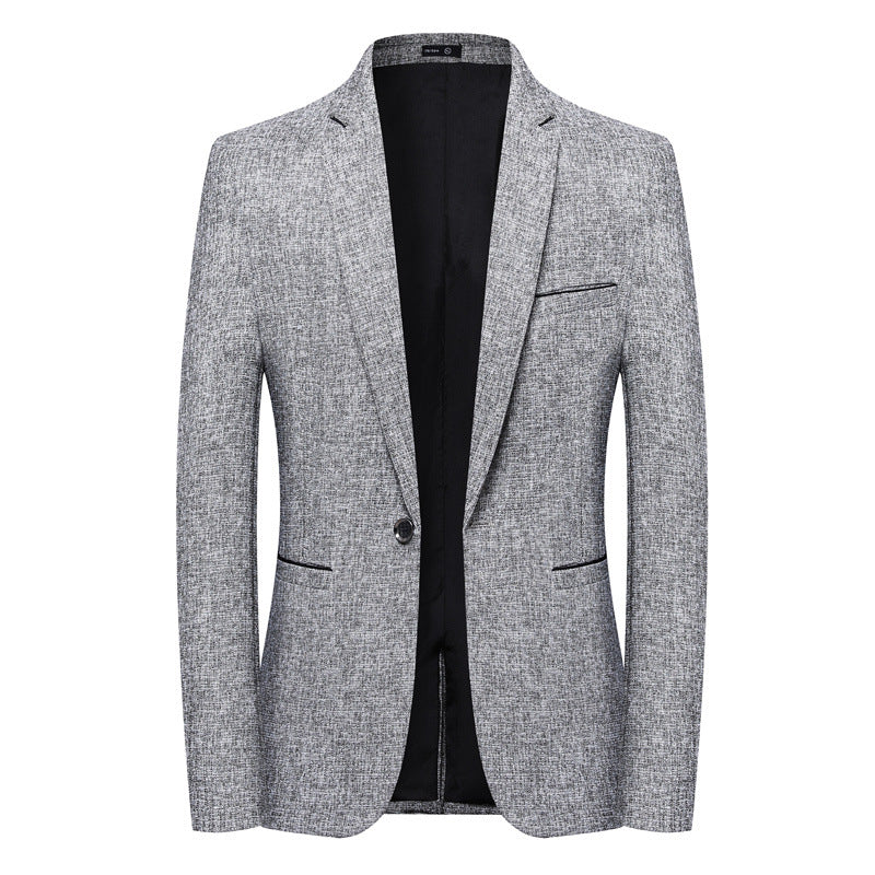 Men's Slim-Fit Structured Blazer in Linen-Tweed Look with Single-Button Silhouette Mune Fashion