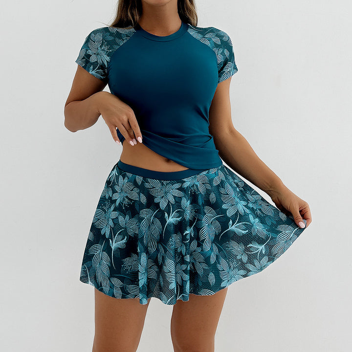 Women's Sporty Swim Set with Fashionable Ruffle Shorts Mune Fashion