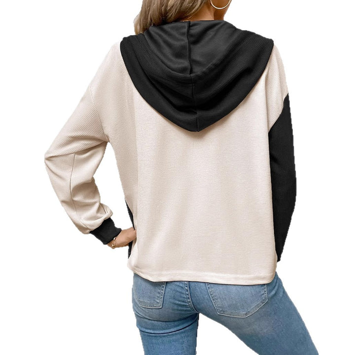 Women's waffle knit hoodie with henley buttons, chest pocket, and hood Mune Fashion