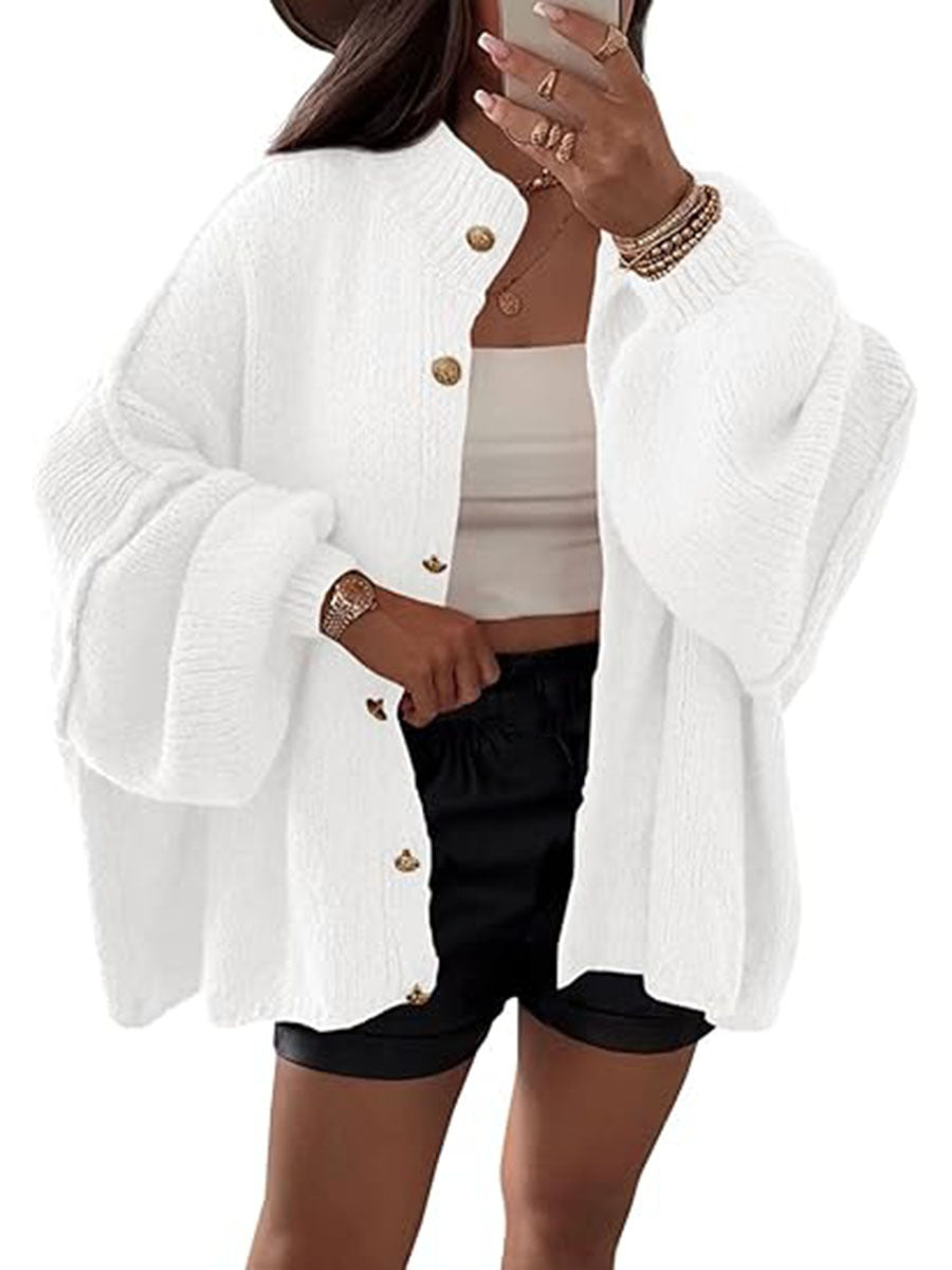 Women's Fluffy Cardigan with Dropped Shoulders Mune