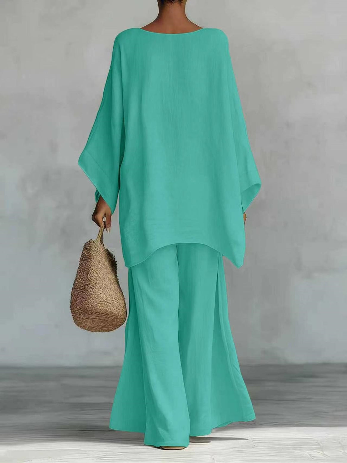 Women Casual Oversized Kaftan Top with Wide Palazzo Pants Mune Fashion