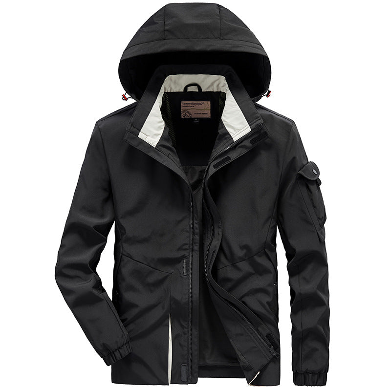 Men's Lightweight Multi-Functional Outdoor Wind Jacket with Hood and Sleeve Pocket Mune Fashion