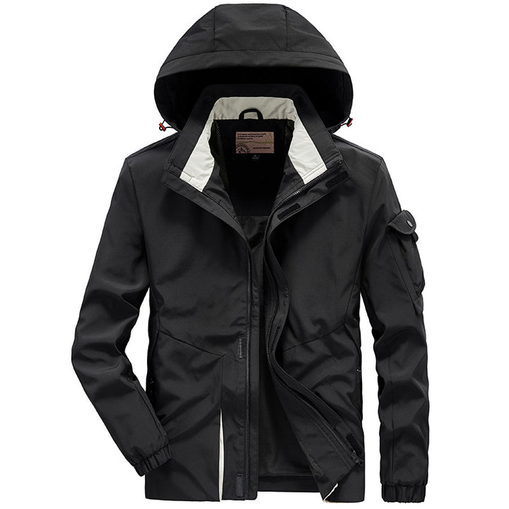 Men's Lightweight Multi-Functional Outdoor Wind Jacket with Hood and Sleeve Pocket Mune Fashion