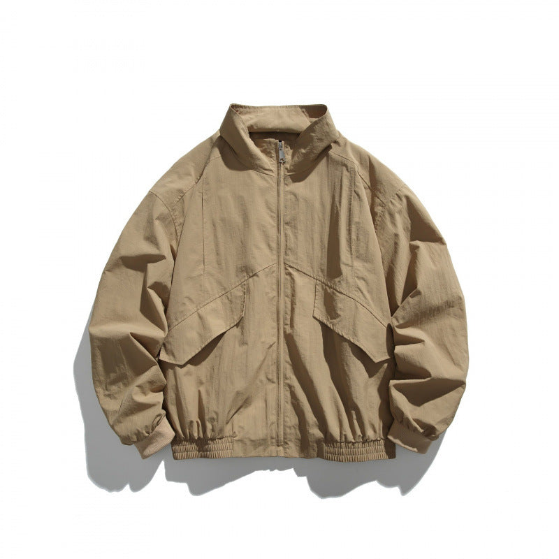 Unisex Lightweight Nylon Bomber Jacket with Stand-Up Collar, Full Zip and Elastic Hem Mune Fashion
