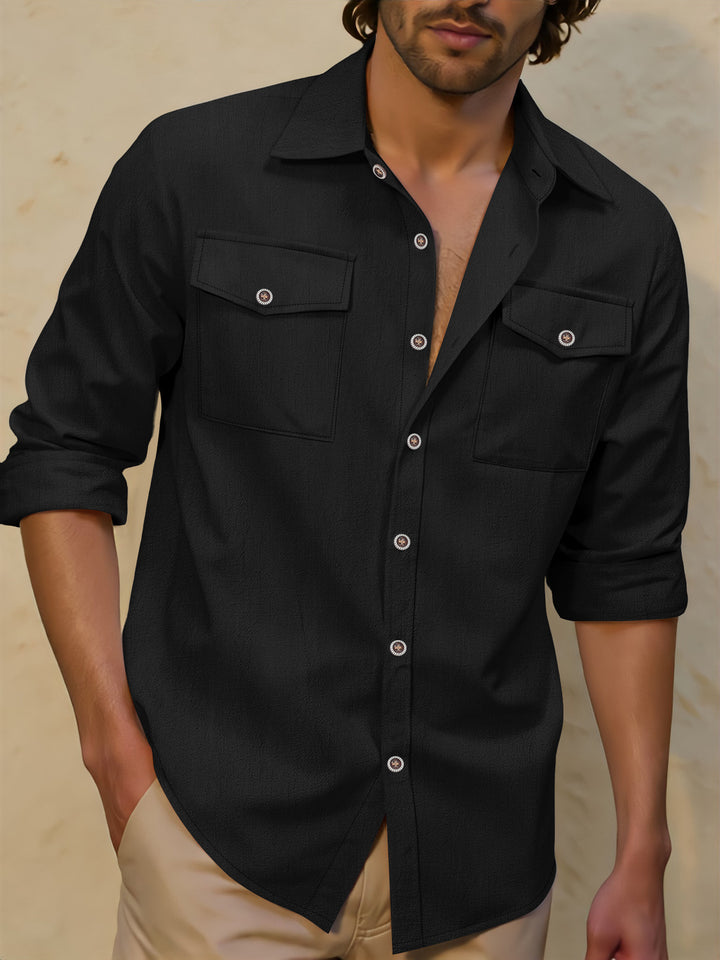 Men's casual shirt with chest pockets, Kent collar, and rolled-up sleeves Mune Fashion