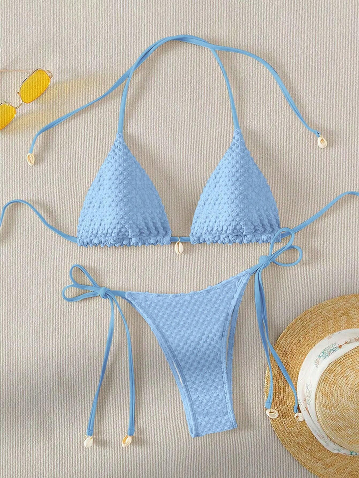 Women Triangle Bikini with textured material and delicate ties Mune Fashion
