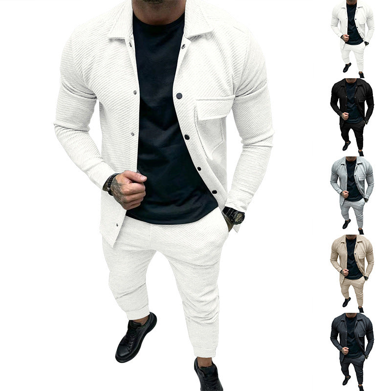 Men's Structured Jersey Leisure Set with Overshirt and Tapered Jogging Pants Mune Fashion
