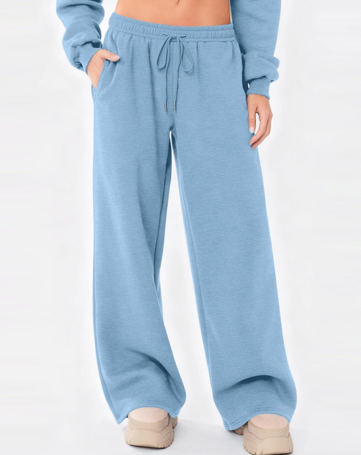Women's wide lounge pants with high comfort waistband, elastic drawstring and side slant pockets Mune Fashion