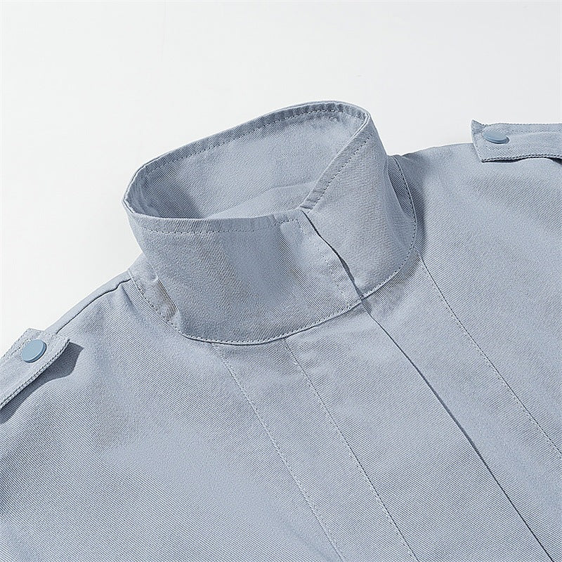 Women’s field jacket in utility style with drawstring waist, flap pockets, and stand-up collar Mune Fashion