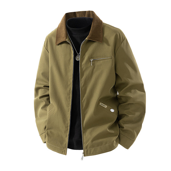 Men's Fashionable Transitional Jacket with Corduroy Collar Mune Fashion
