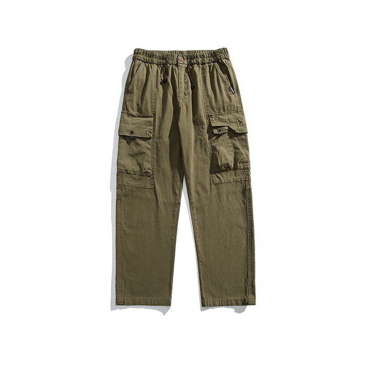 Men's Lightweight Utility Cargo Pants made of Cotton Blend with Elastic Waistband, Drawstring, and Multiple Pockets Mune Fashion
