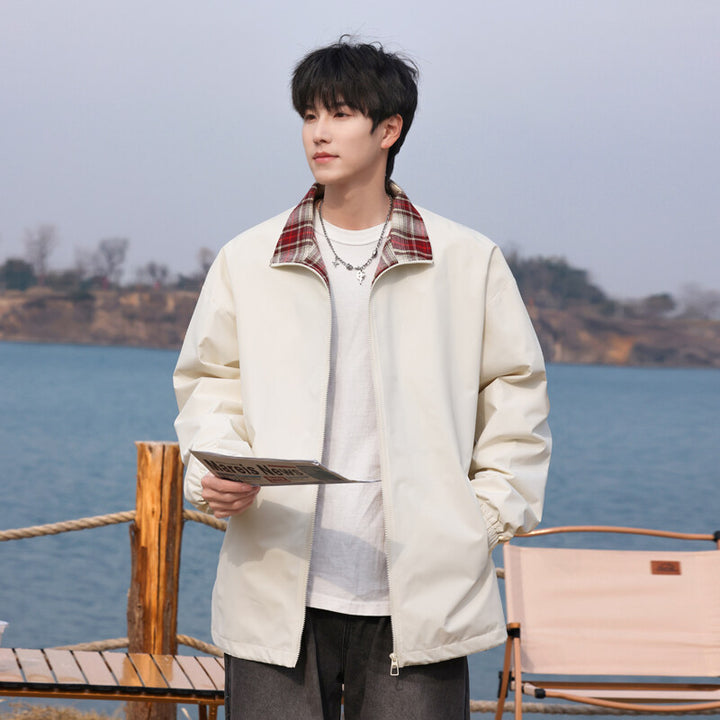 Men's Trendy Transitional Jacket with Check Pattern Mune Fashion
