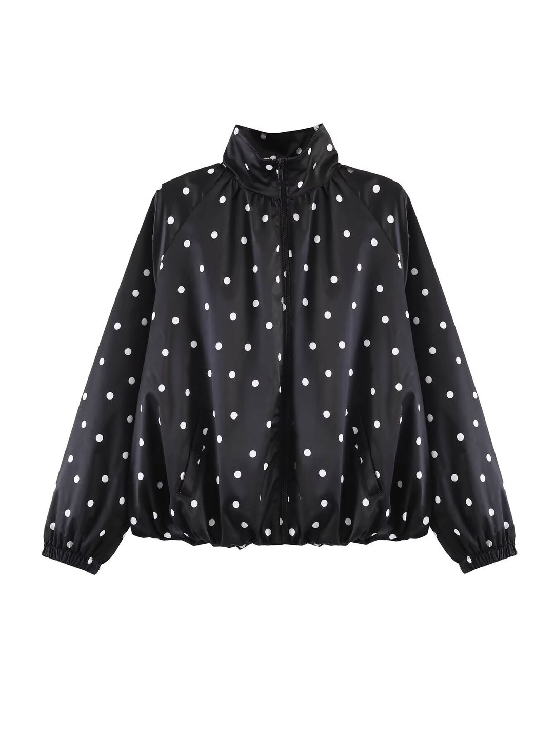 Women's lightweight water-repellent bomber jacket with stand collar and dot print Mune Fashion