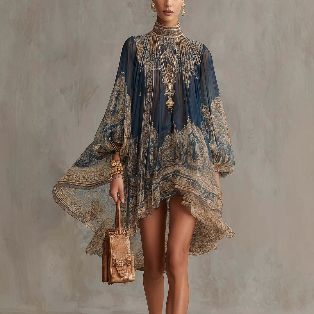 Ladies Elegant Chiffon Dress with Intricate Pattern Mune Fashion