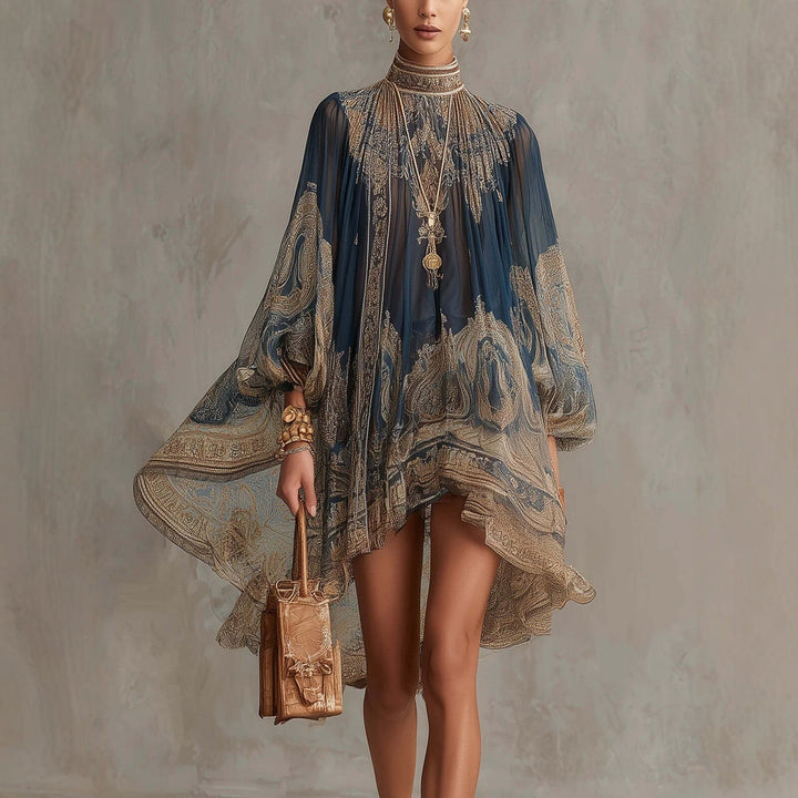 Ladies Elegant Chiffon Dress with Intricate Pattern Mune Fashion